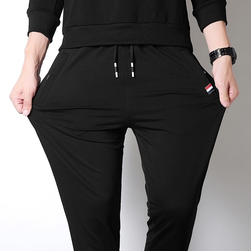

Men's 2021 New Cotton Spring Sweatpants Jogger with Elastic Waistline Waistband Quality Manly Pants Homme 619 I6M3, Black