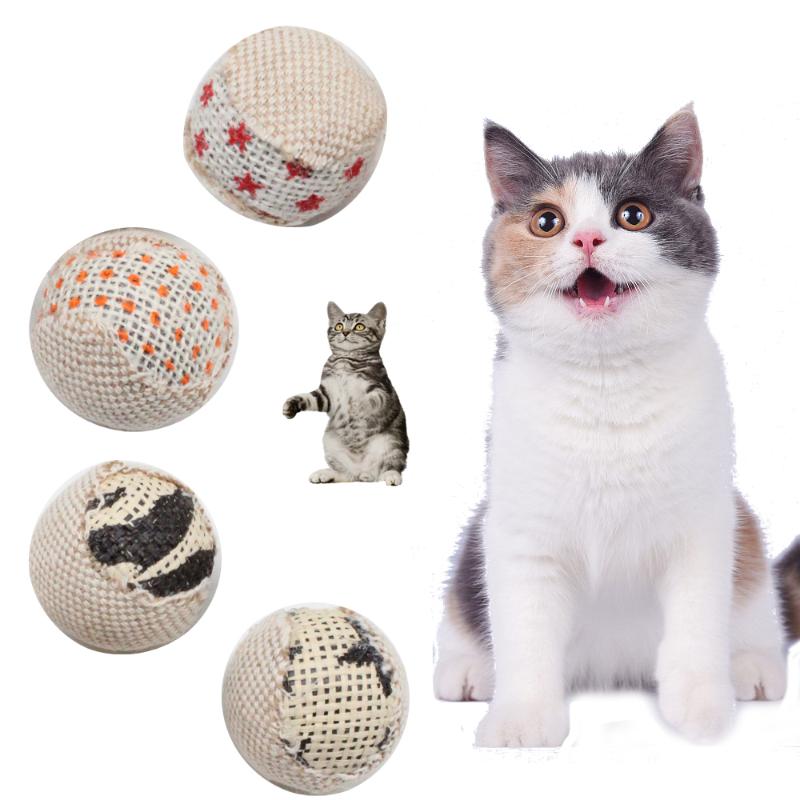 

4pcs/pack 5cm Funny Interactive Cat Toys Ball Diameter Cat Chewing Toy Rattling Sound Scratch Toy for Cats Pet-Supplies