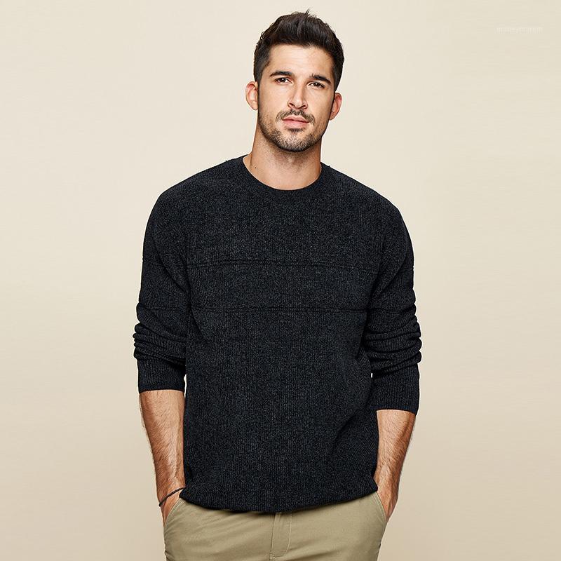 

KUEGOU 2020 Autumn Plain Black Blue Sweater Men Pullover Casual Jumper For Male Brand Knitted Korean New Style Clothes 126611