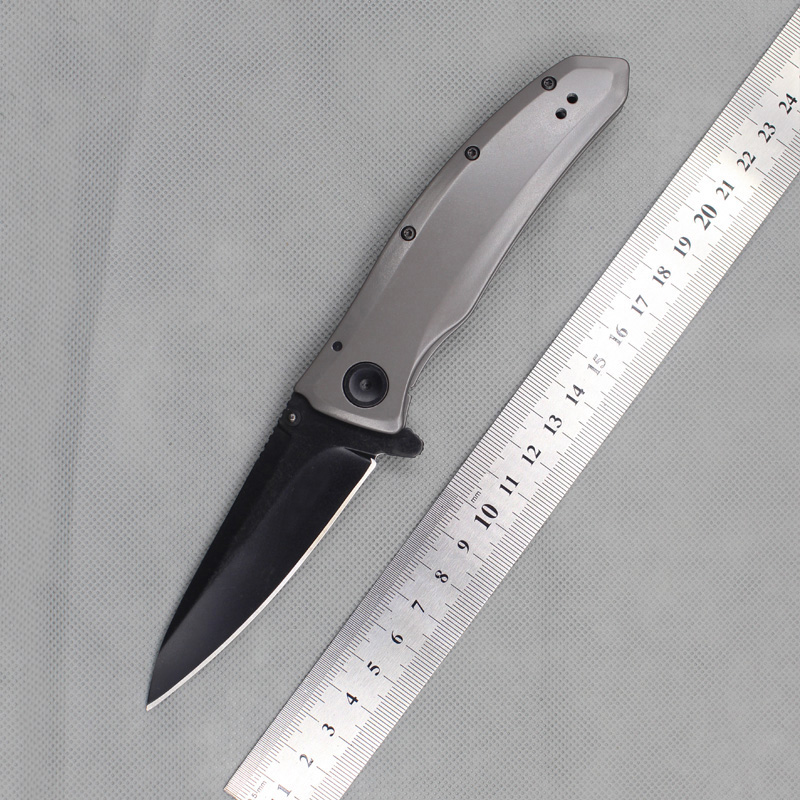 

1Pcs New KS 2200 Grid Assisted Knife 8Cr13 58HRC Blade Steel Gray Handle Black Plain Edge EDC Pocket Knife knives