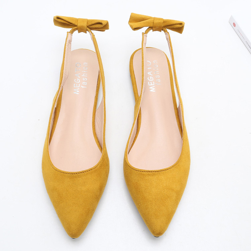 

2021 New Female Fingertips to Elastic-line Band Back Bow Sandals Vd2q, Apricot