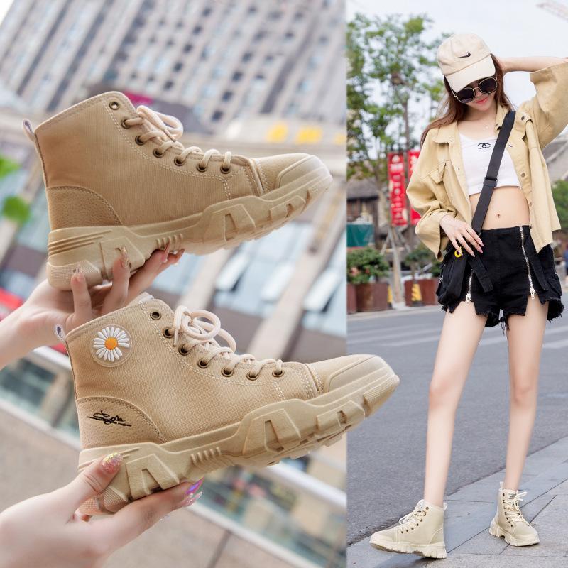 

2020 New Women Boots High-top Outdoor Booties Casual Women's Canvas Shoes Autumn Fashion Comfortable Soft Retro Boots1, Beige