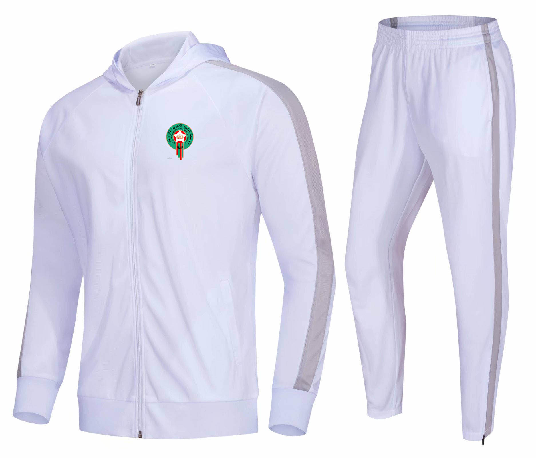 

2021 Morocco Anti_Bacterial football training tracksuit loose and comfortable outdoor running suits Autumn and Winter Soccer Sets, Black;blue