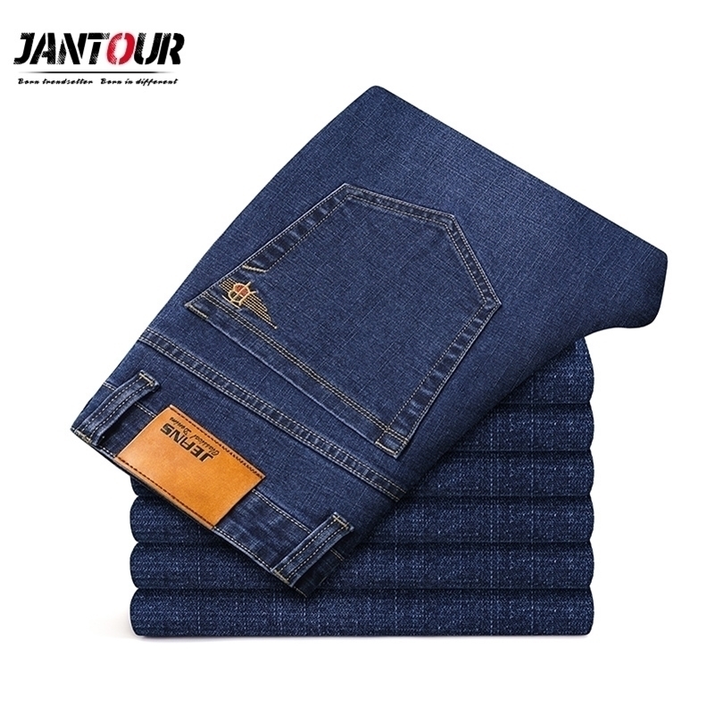 

Autumn Winter Cotton Jeans Men High Quality Famous Brand Denim trousers soft mens pants thick jean fashion Big size 40 42 44 46 201111, Blue black