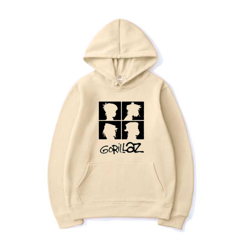 

2021 Fashion Harajuku Hip Hop Hoodies Music Band Gorillaz Men Women Casual Hooded Sweatshirt Pullover Trendy Rock Hoodie Unisex, White