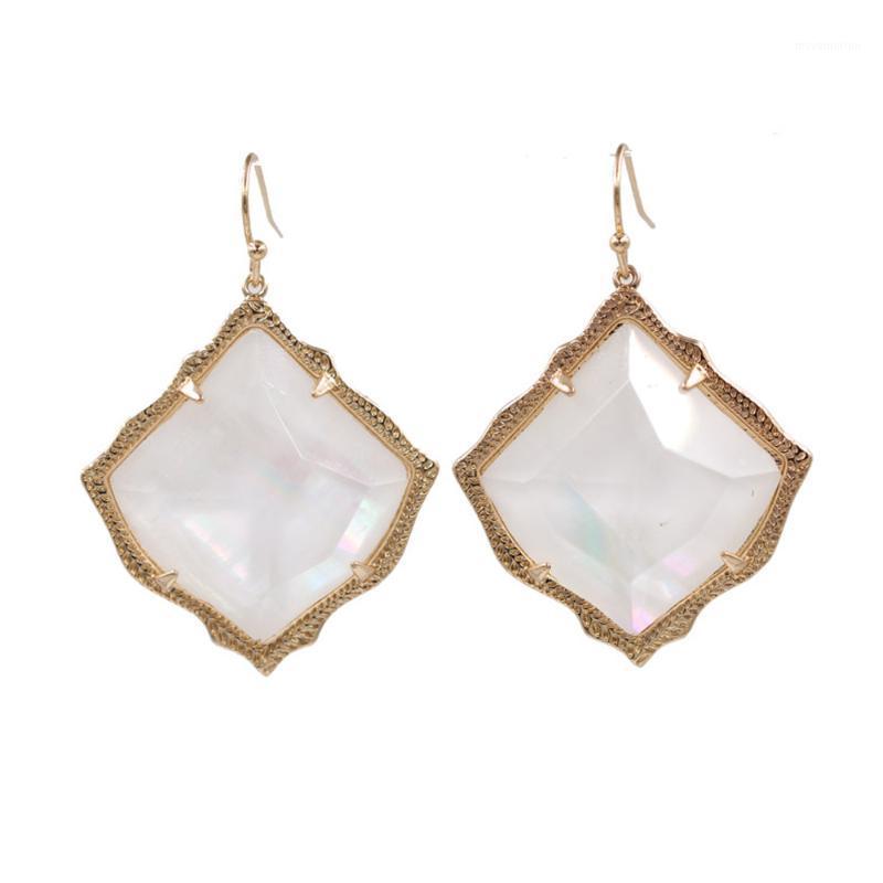 

2020 Gold Plate Hot Selling Big Stone Inlay Kite Drop Earrings Abalone Stone Inlay Women Fashion Jewelry Wholesale1