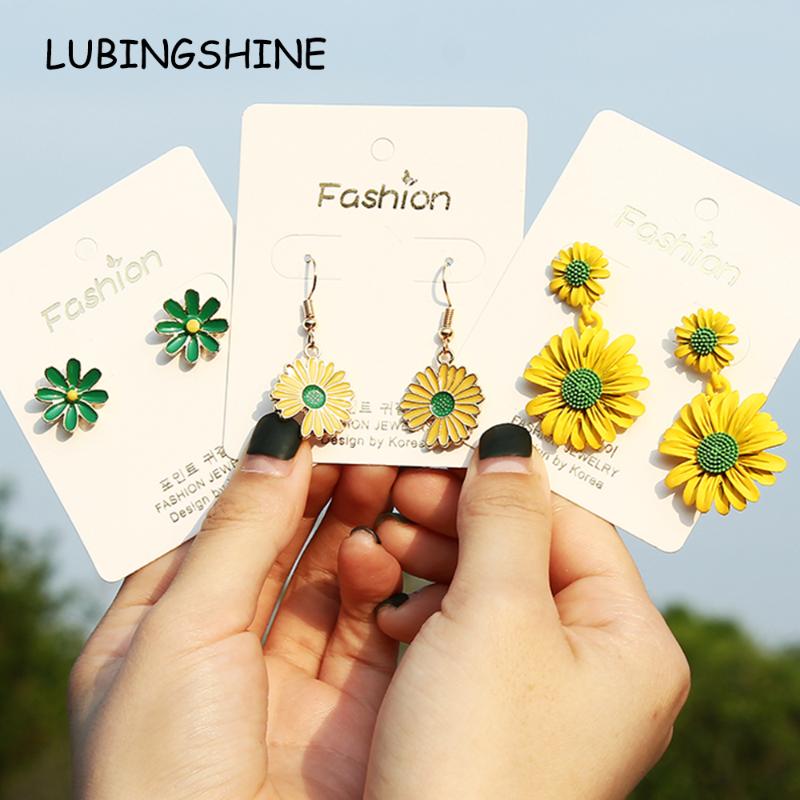

Bohemian Korea Women Daisy Sunflower Long Pendant Dangle Earring Holiday Statement Jewelry Gift