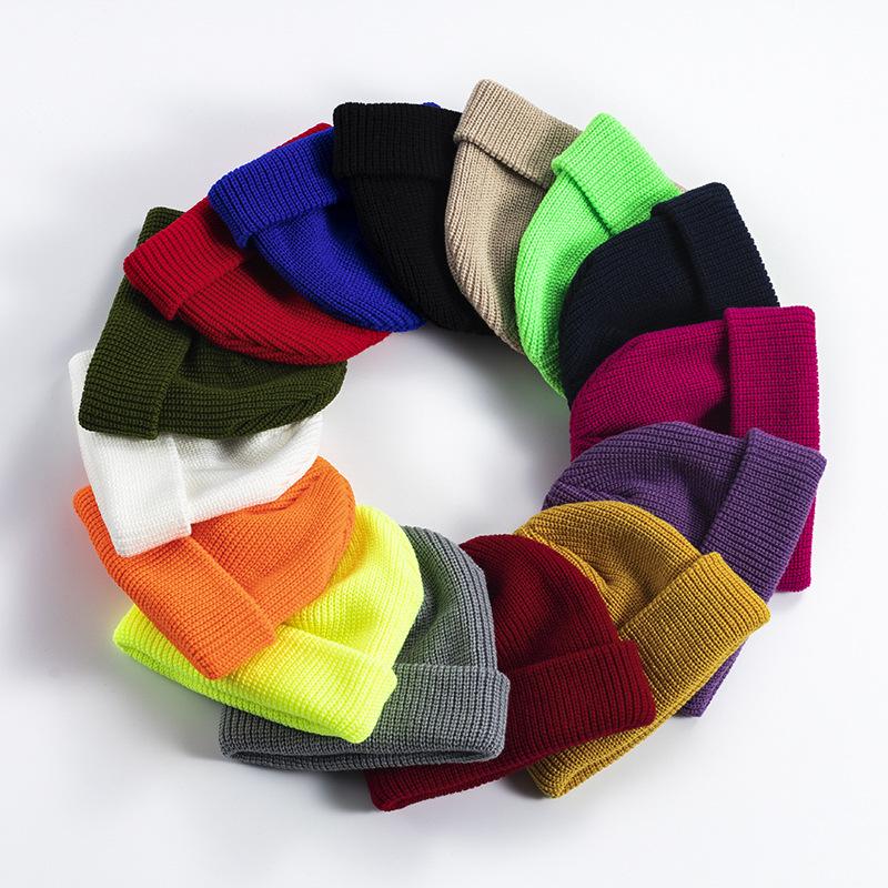 

New Knit Hat Women Korean Version of Autumn and Winter Melon Leather Hat Custom Men's Warm Short Couple Woolen, White