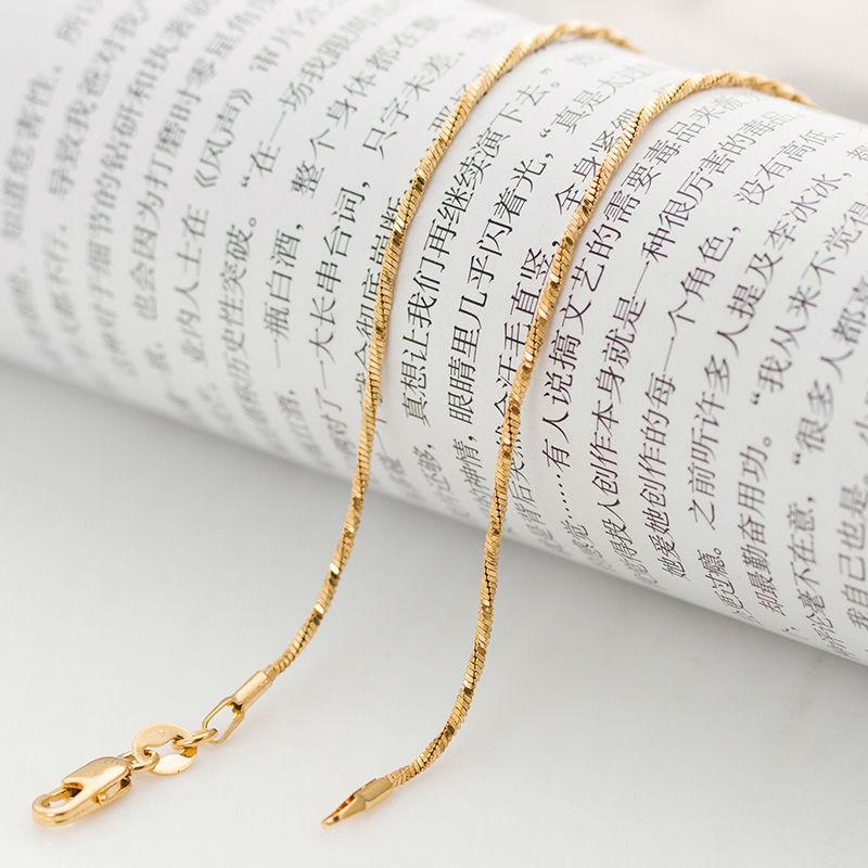 

Italian brand 1mm 18 inch real yellow gold twisted thin snake chain Necklace for men and women Never fading high quality wil