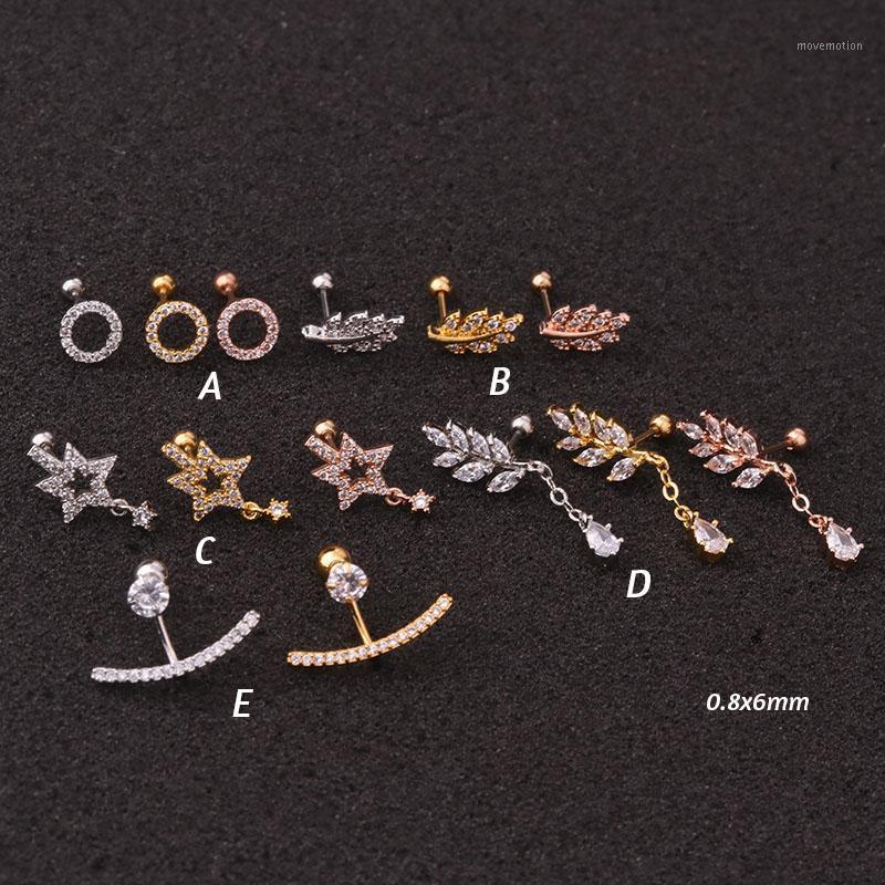 

Zircon Pendant Ear Piercing Jewelry Steel Barbell Earrings Cartilage Studs1