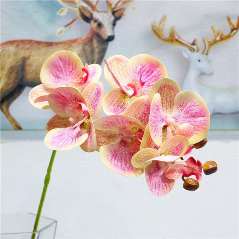 

6Heads 3D Print Artificial Phalaenopsis Flower for Home Wedding Tabletop Decor, Orange
