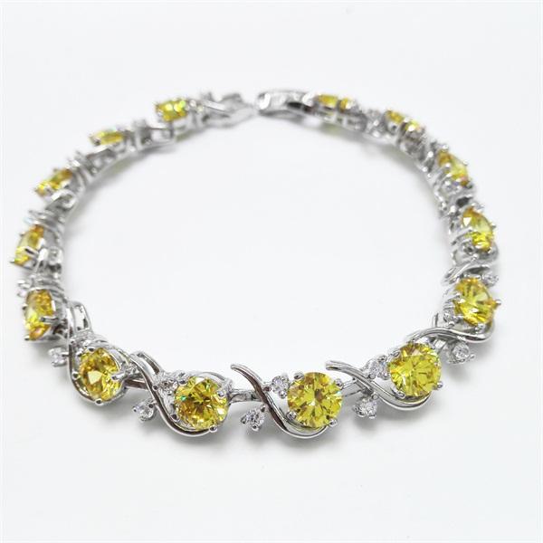 

new 2020 Luxury Sparkling Gold Champange Cubic Zirconia silver plated Bracelets & bangles pulseras
