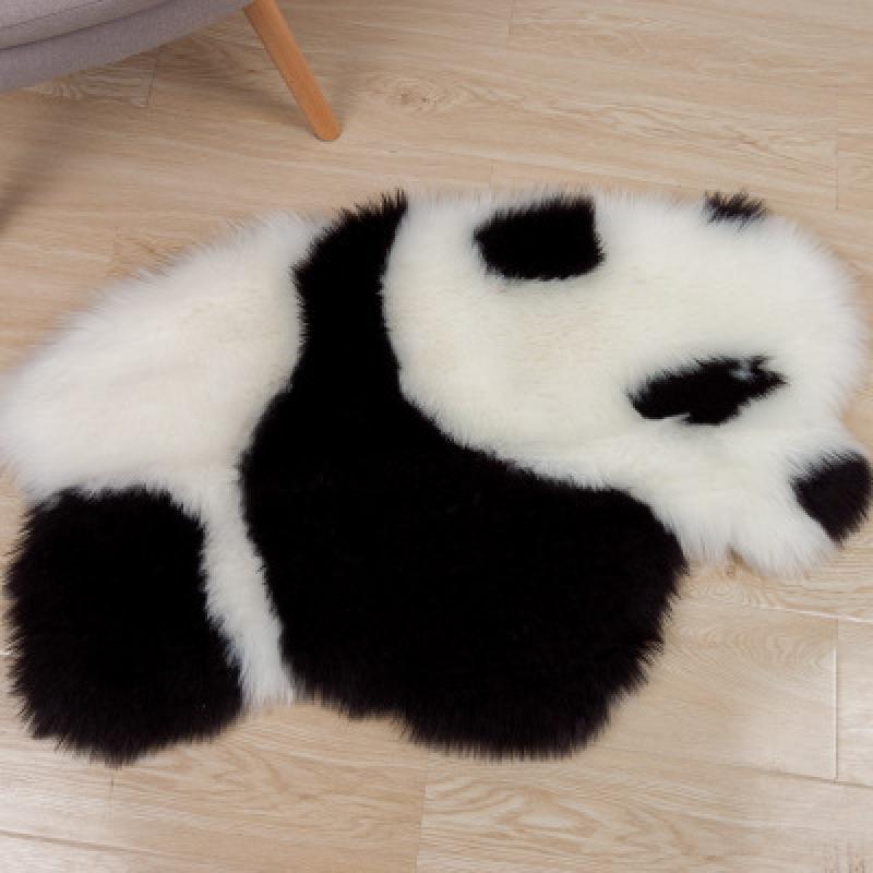 

Panda Printed Rug Lovely Child Carpet Cowhide Faux Skin Leather Nonslip Antiskid Mat 60X90CM Animal Print Carpet