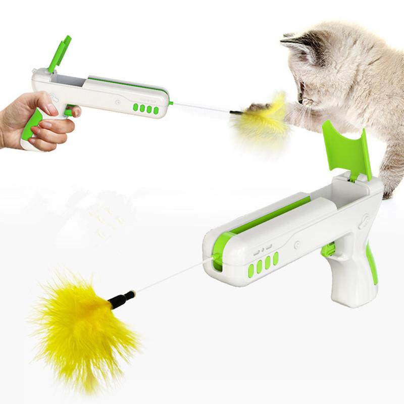 

Cat supplies and toys Funny cat stick feather toy Funny gun toy interactive Rebound