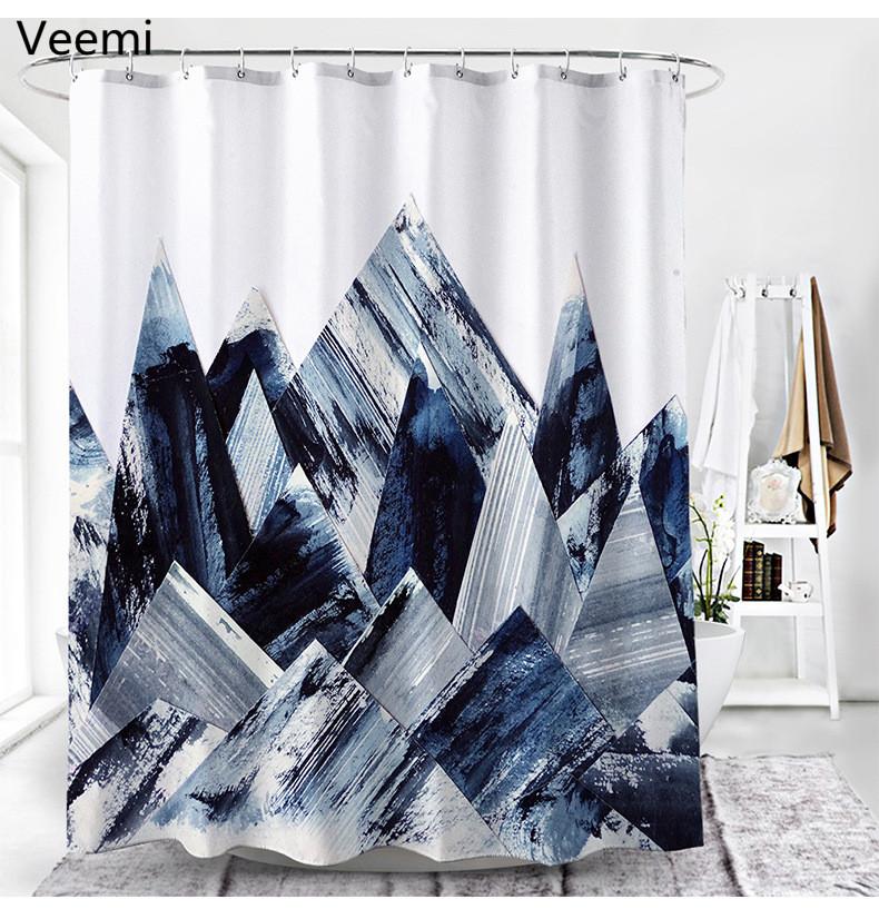 

Modern cartoon printed 100% polyester waterproof fabric shower curtain bathroom bathtub personality durable curtain with hooks, Veemi b