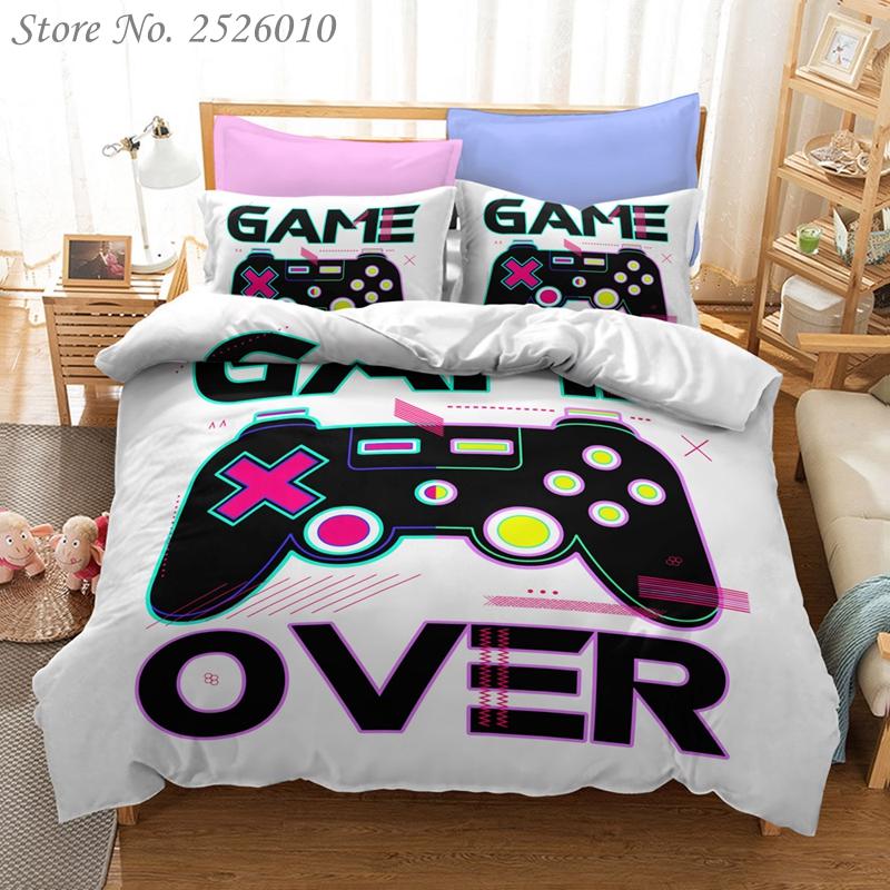 

Gamer Controller Game Over 3D Print Bedding Set Character Duvet Cover Set with Pillowcase  Full Queen King Bedclothes