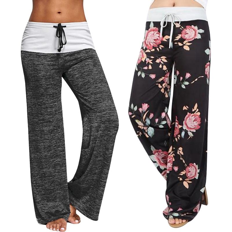

Joggers Pants Sports Yoga Pants Black Size L with Loose Casual Solid Drawstring Wide Leg Black Size XL