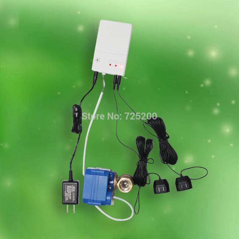 

Waterpipe Water Leak Alarm Detector with 2pcs 1/2" Motorized Ball Valve and 2pcs 6m Sensor Wires, Free Shipping