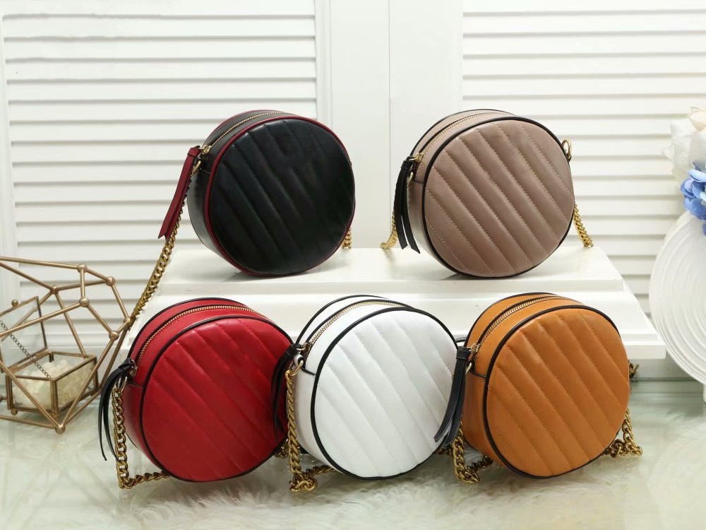 

Ladies Solid Color Wave Pattern Round Mini Shoulder Messenger Bag Chain Bag, Box