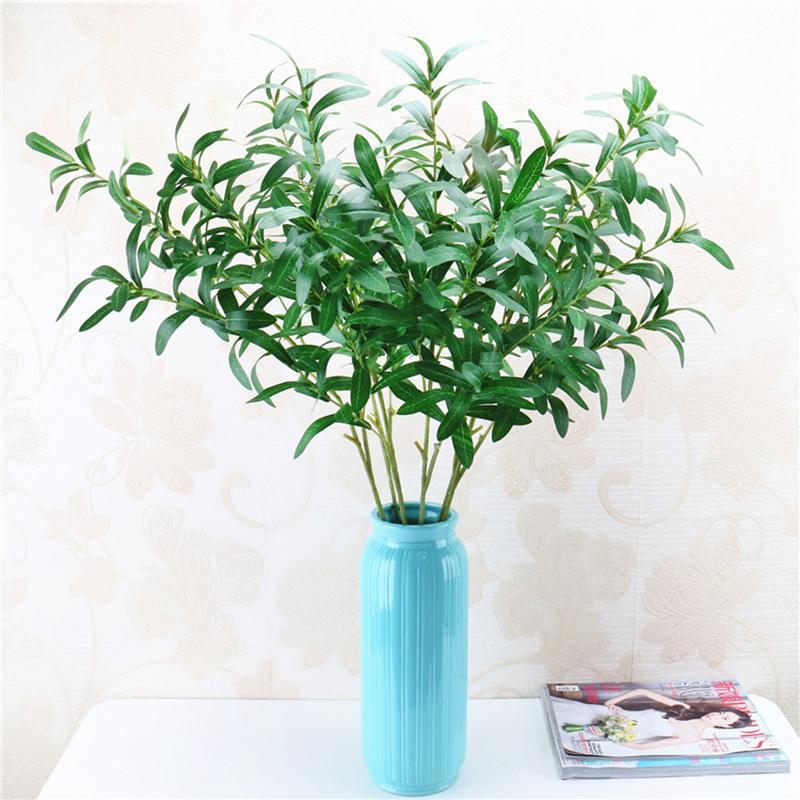 

105cm 10 forks Artificial Flower Leaf Green Olive Branches Simulation Fruit Artificial Plant Leaves Bouquet Home Wedding Decor1, Blue