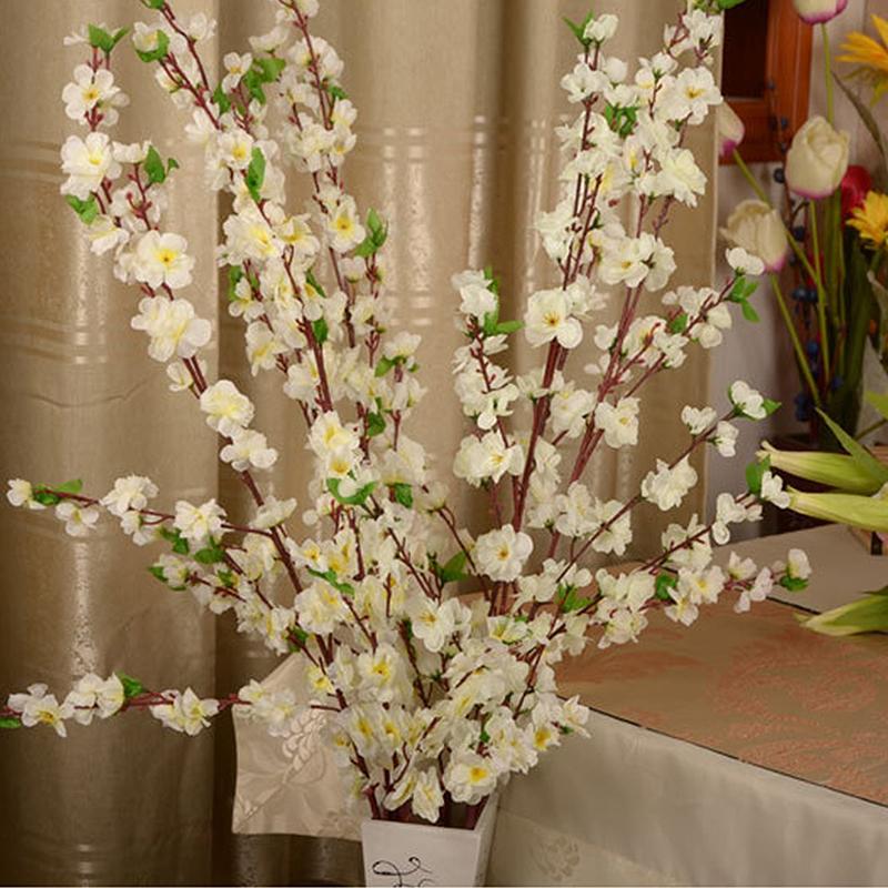 

100pcs Artificial Cherry Plum Peach Blossom Branch Silk Flower Tree For Wedding Party Decoration Flower Decor, 003