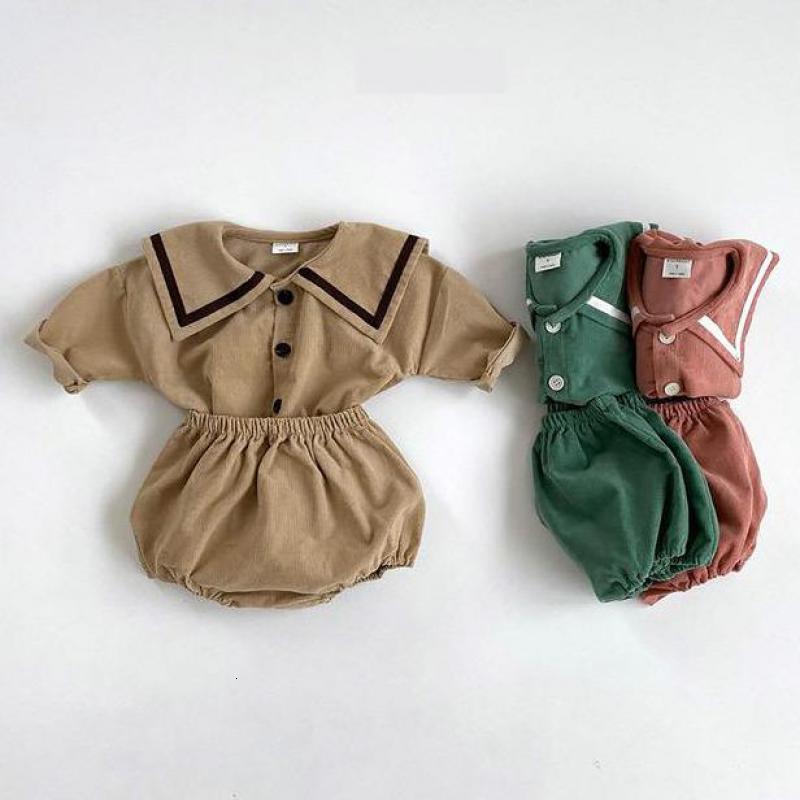 

2021 New Newborn Baby Boys Clothes Autumn Girls Navy Collar Long Sleeve Tops Shirt+shorts 2pcs Set Cotton Kids Outfits Qbt6, Pink