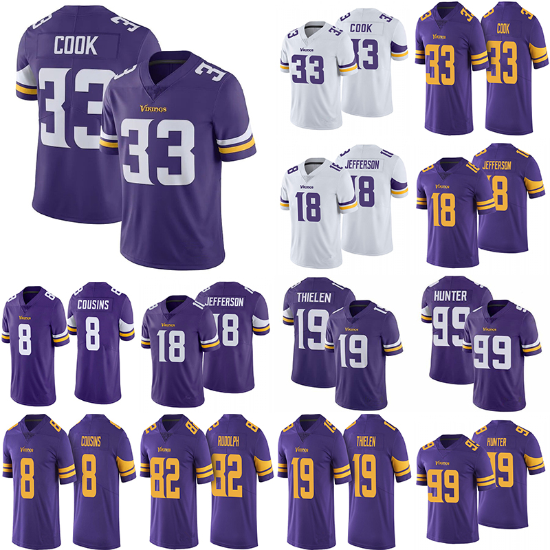 

Minnesota Vikings Jersey 18 Justin Jefferson 8 Kirk Cousins 99 Danielle Hunter 19 Adam Thielen Football Jerseys, Purple 1