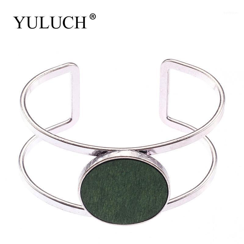 

YULUCH 2020 NEW Opening Design Metal Bracelets With Round Wood Simple Geometric Trendy Alloy Plated Women/Ladies/Girls Jewelry1