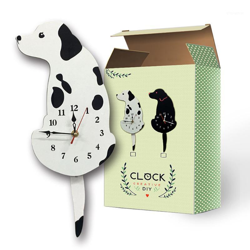 

White/Black Wagging Tail Cat Dog Design Wall Clock Kids Bedroom Wall Decoration Unique Gift Creative Cartoon Mute DIY Clock1