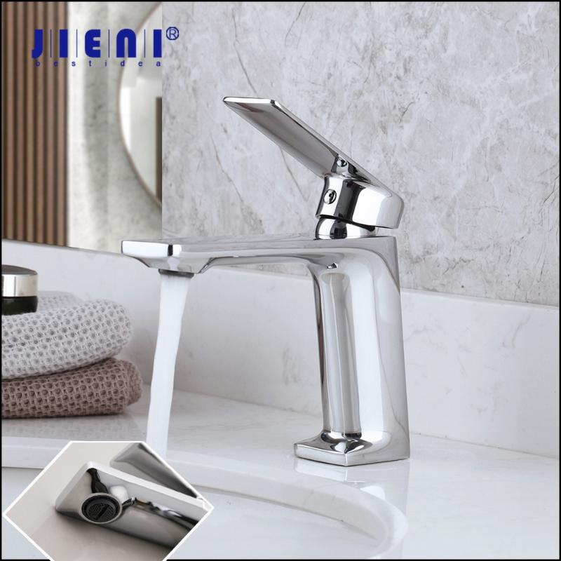 

JIENI Chrome Polished Bathroom Basin Faucet Hot & Cold Mixer Tap Solid Brass Unique Design Stream Water Mixer Faucet