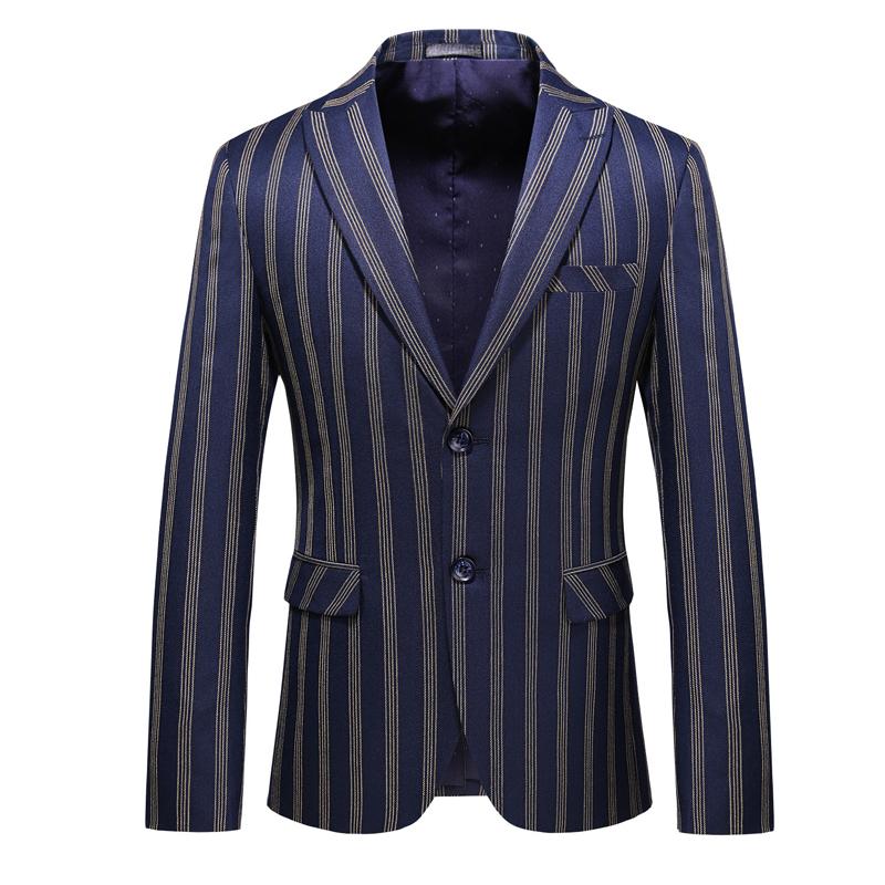 

Blazer Spring Autumn Men New Business Office Work Formal Casual Stripe Suit Jacket Daily Life Party Prom Banquet Single Breasted, Black