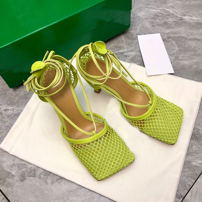 

Fashion Luxury designer women sandals unique Mesh Design Square Toe Sexy heel pumps Woman wedding dress shoes pointed toe bride stiletto clear high heels with box, Not sold separately;please buy with sho