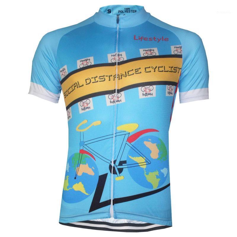 

HIRBGOD 2020 New Blue Men's Cycling Jersey Social Distance Cyclist Bike Clothing Shirt Healthy Lifestyle Cycling Tops,TYZ107-011, Tyz107-01