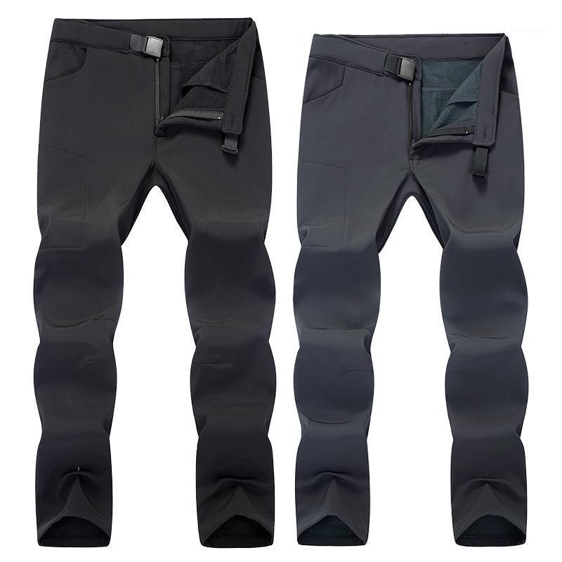 

Outdoor Soft Pants Male Autumn & Winter Brushed and Thick Warm Casual Mountain Climbing Trousers Windproof Waterproof Loose chon1, Male dark blue