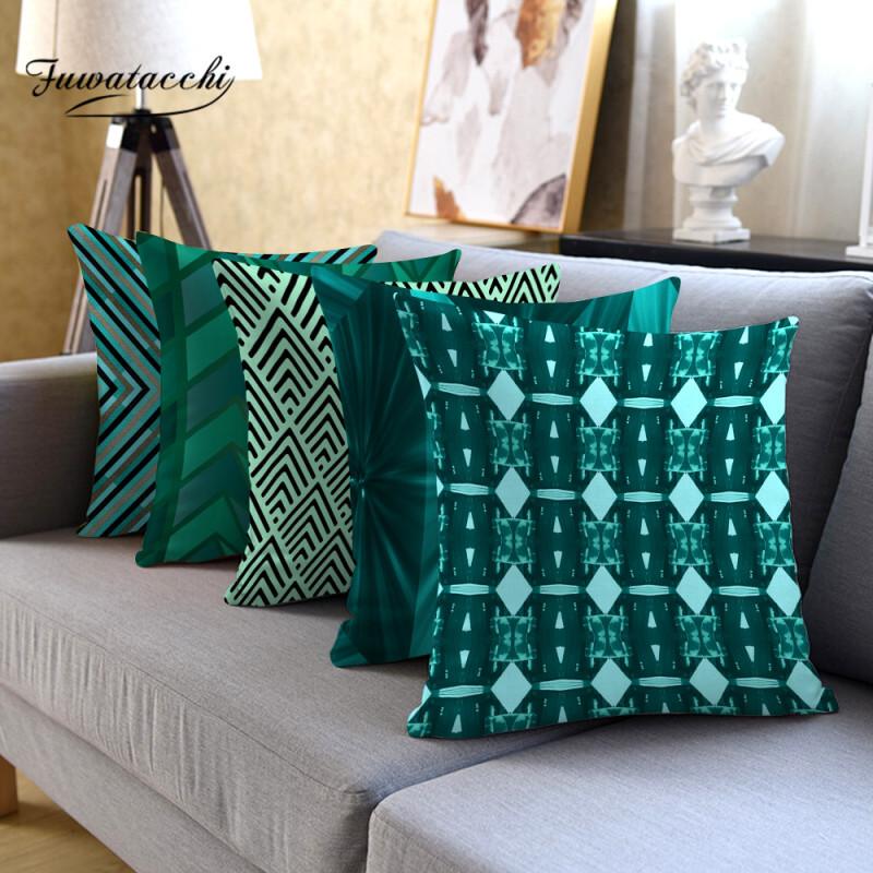 

Fuwatacchi Blue Green Square Cushion Cover Geometric Pattern Throw Pillow Covers for Couch/Car Home Decor Pillowcase 45x45cm, Pcfs006110tps