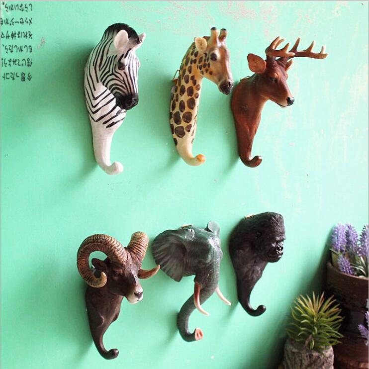 

Home Key Decorative Hooks Zebra Giraffe Elk Cow Elephant Orangutan Design