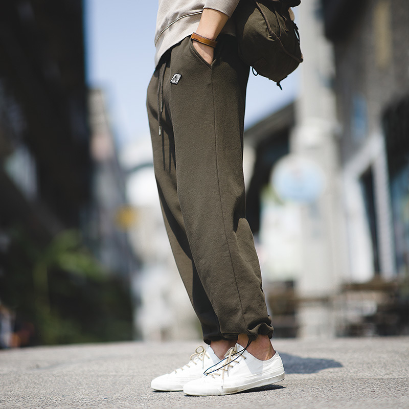 

Retro the Navy Men Beam Foot Autumn Sweatpants Pure Male Mesh Cxwh, Black.