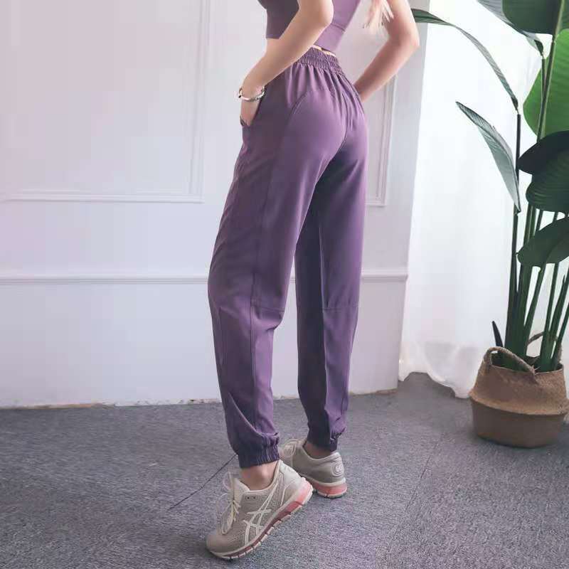 

2020 new European and American drawstring high waist lu-66 Yoga suit peach hip curling loose casual sports pants for women, Various colors