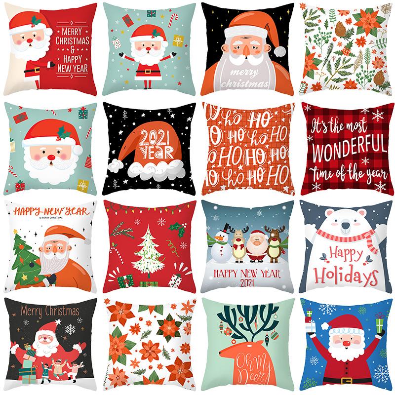 

1P Santa Claus Snowman Deer Cushion Cover Merry Christmas Happy New Year Square Pillow Cases Sofa Pillowcase Covers Home Decor, Z01