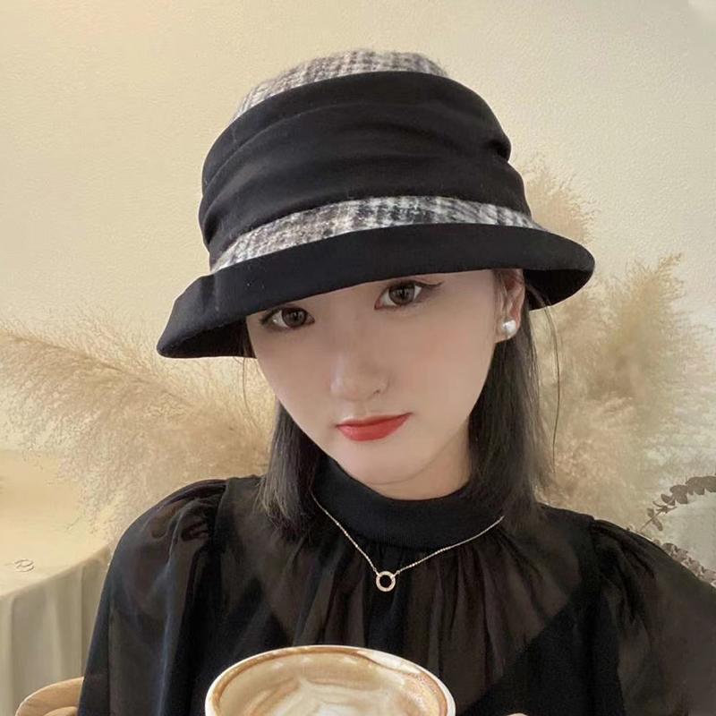 

WomenBerets Vintage Plaid Beret Hat Retro Autumn Winter Hats for Women Artist Painter Hat Ladies French Beret Women Hats Fisher, Black