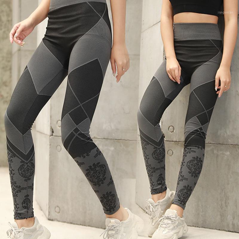 

Casual Blended Cotton Nine Pants Stretch Trousers Yoga Leggings Athletic High Waist Yoga Pants Fitness Gym Joggingpant1, Black
