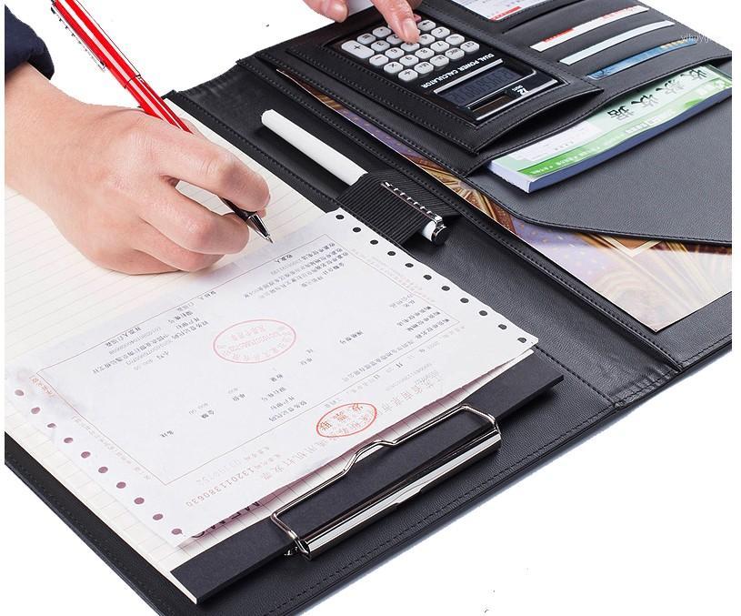 

A4 Manager Folder Multifunction Leather Office Folder Includes 12-bit calculator Clipboard Business organizer1