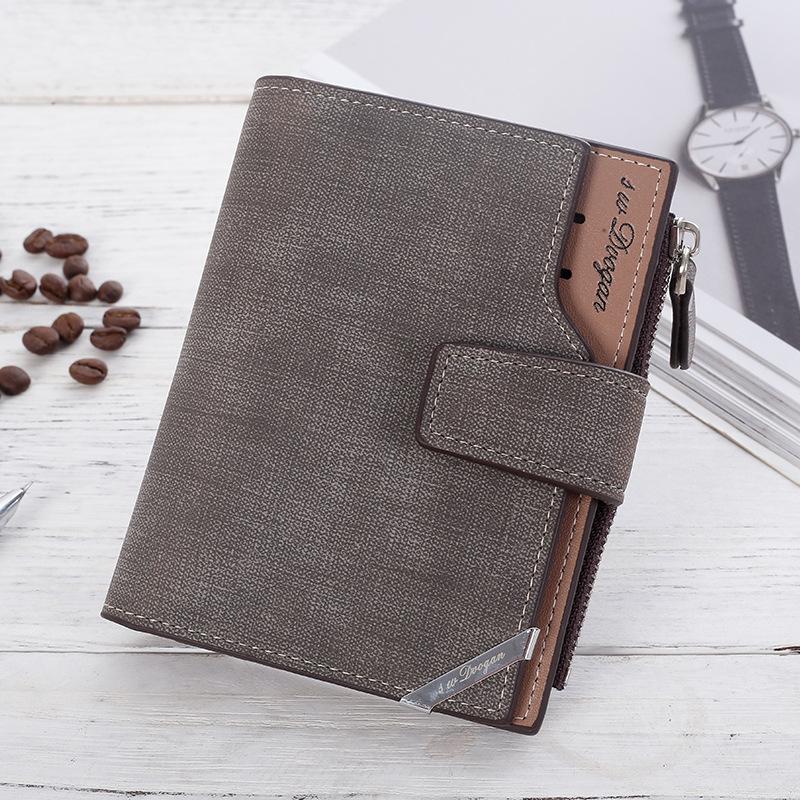 

Vintage 2020 Business Men's Wallet Short Vertical Male Coin Leather Zipper Oxford Purse Fashion Triangle Folding High Quality, Brown
