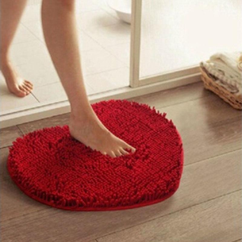 

Love Heart Shaped Doormat Soft Non-Slip Microfiber Fluffy Floor Area Rug For Bedroom Bathroom Carpets Living Room Mat1, Purple