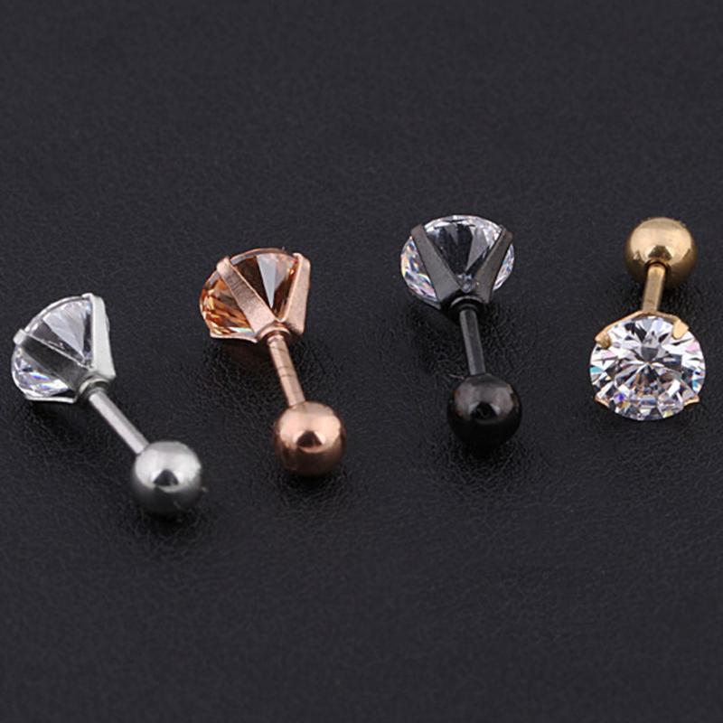 

100% Stainless Stell Gem Ear Cartilage Tragus Stud Earring Zircon Earrings Ear Stud Body Piercing Jewelry Mixed Size