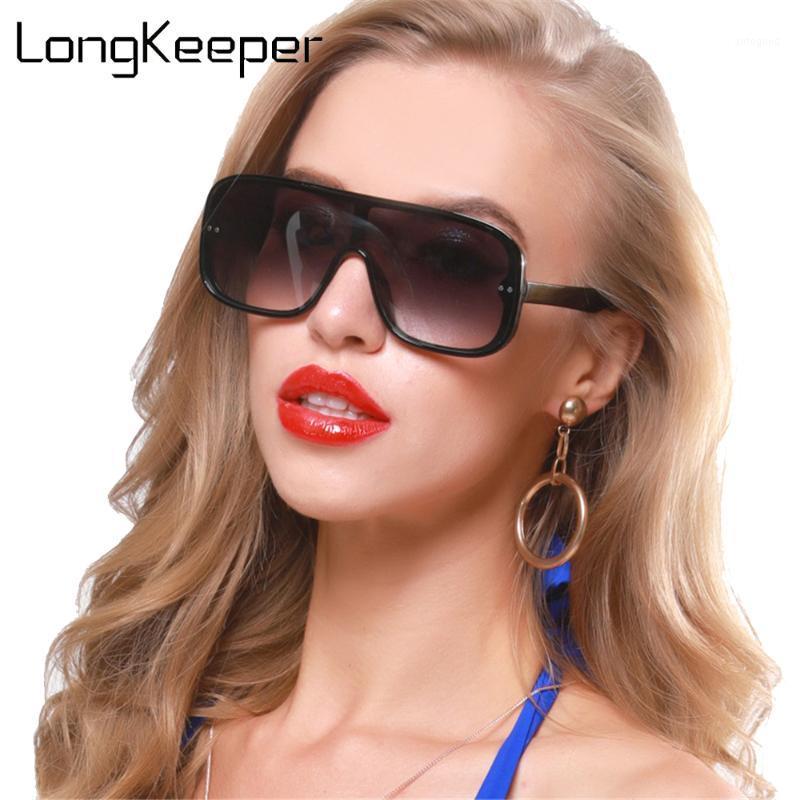 

Sunglasses LongKeeper Oversized Women 2021 Brand Design Thick Frame Retro Stylish Flat Top Sun Glasses Female Square Glasses1