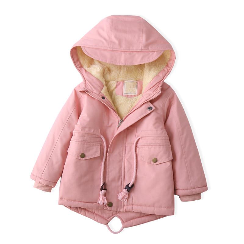

Children Winter Coat Fleece Outdoor Jackets for Boys Girls Hooded Winter Plus Velvet Thick Coat Girls Autumn and Cotton Jacket