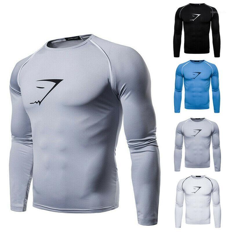 

Gym Men Muscle Long Sleeve Exercise T-Shirt Bodybuilding Sport Gym Fitness Blouse Vest Tank Top Tee Gary Blue White Black1