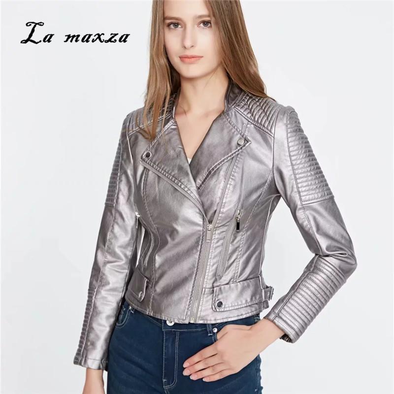 

2020 Women Autumn PU Leather Jacket Moto & Biker Sexy Crop Parkas Jackets Streetwear Jacket Women, Black