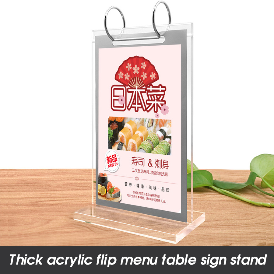 A4 Double-sided 8.5" X 11" Transparent Flip Frame Acrylic Table Card Sign Loose-leaf Menu Desk Display Stand Racks-image-464872308